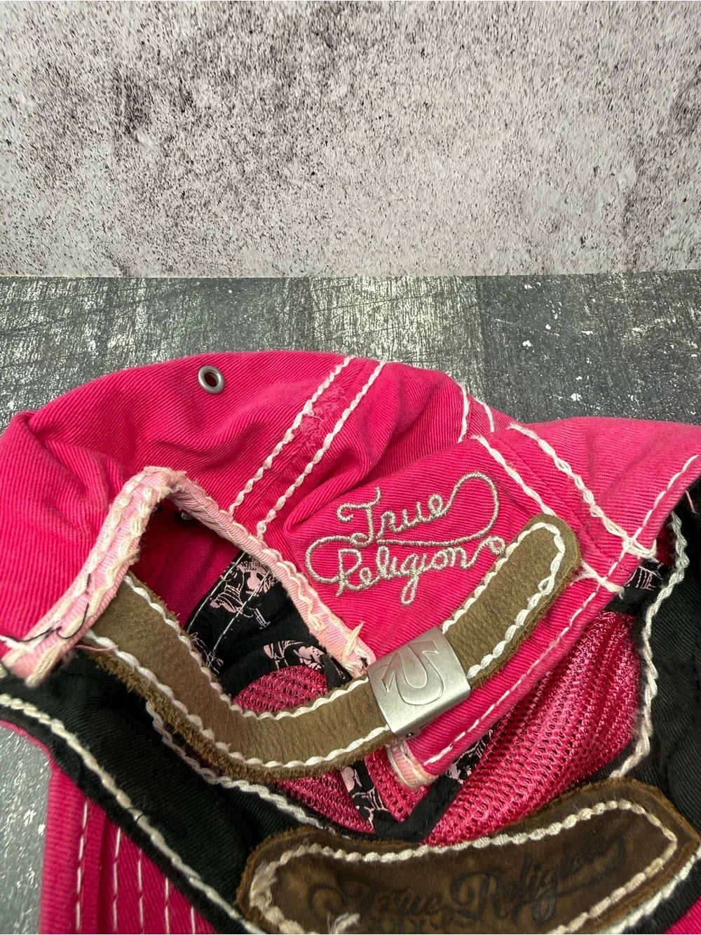 Vintage True Religion Distressed Embroidered Horseshoe Logo  Cap One Size